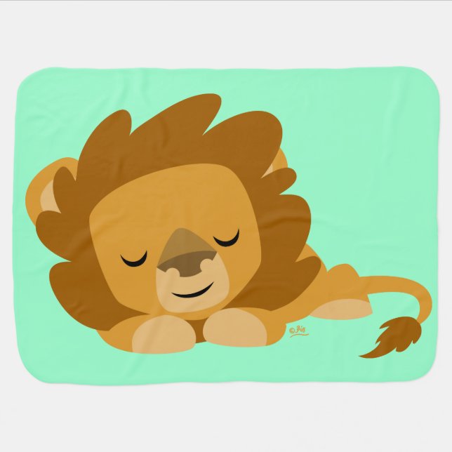 Cute Cartoon Sleeping Lion Baby Blanket (Horizontal)