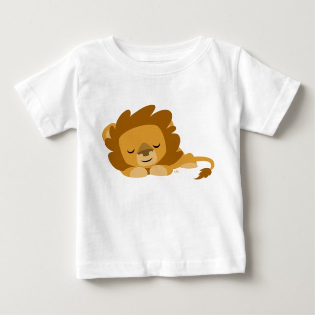 Cute Cartoon Sleeping Lion Baby T-Shirt (Front)