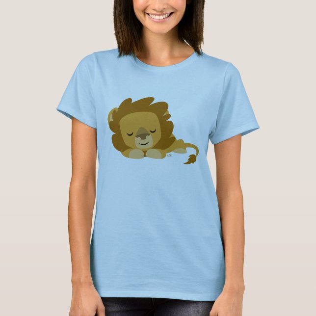 Cute Cartoon Sleeping Lion Women T-Shirt (Front)