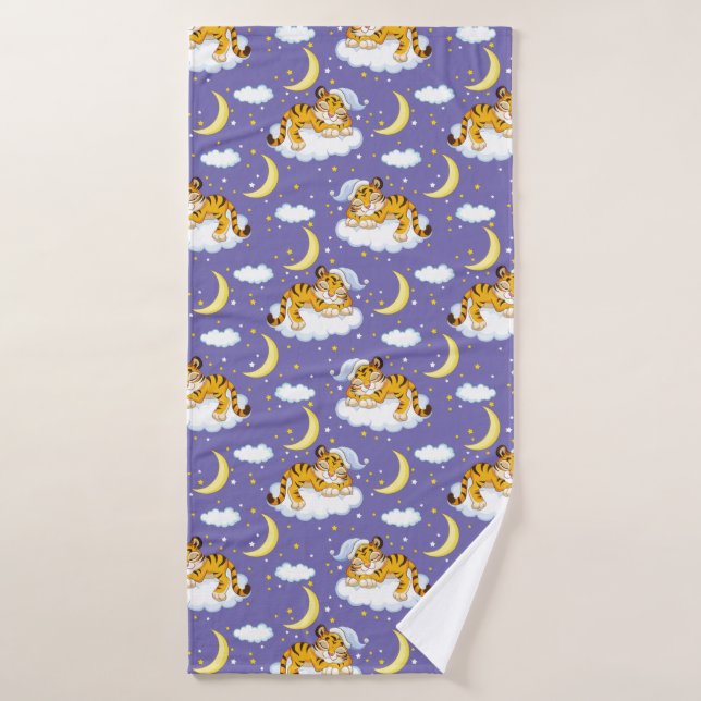 Cute cartoon sleepy tiger bath towel set (Bath Towel)