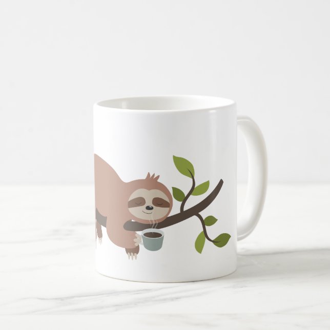 Cute Cartoon Sloth Coffee Mug (Front Right)