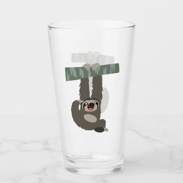Cute Cartoon Sloth Dangling From a Branch Tumbler  (Front)