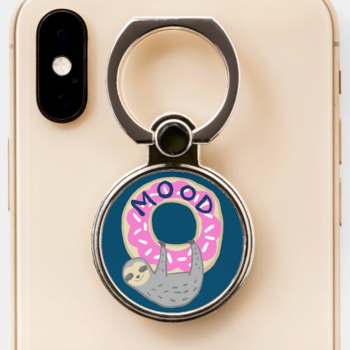 Cute Cartoon Sloth  Iced Pink Donut MOOD Phone Ring Stand