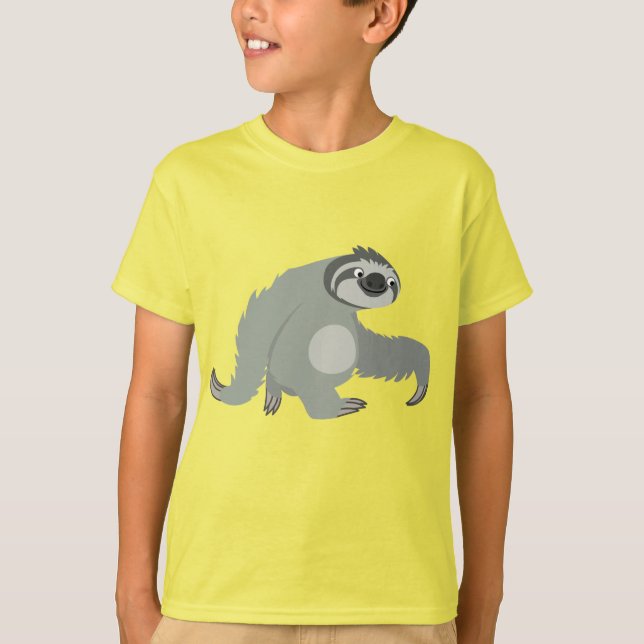 Cute Cartoon Sloth in a Hurry Children T-Shirt (Front)