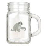 Cute Cartoon Sloth in a Hurry Mason Jar