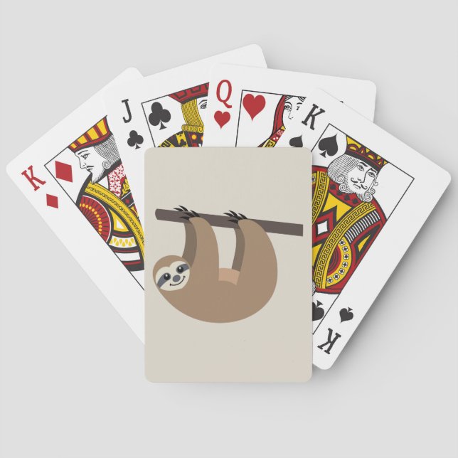 Cute Cartoon Sloth Poker Cards (Back)