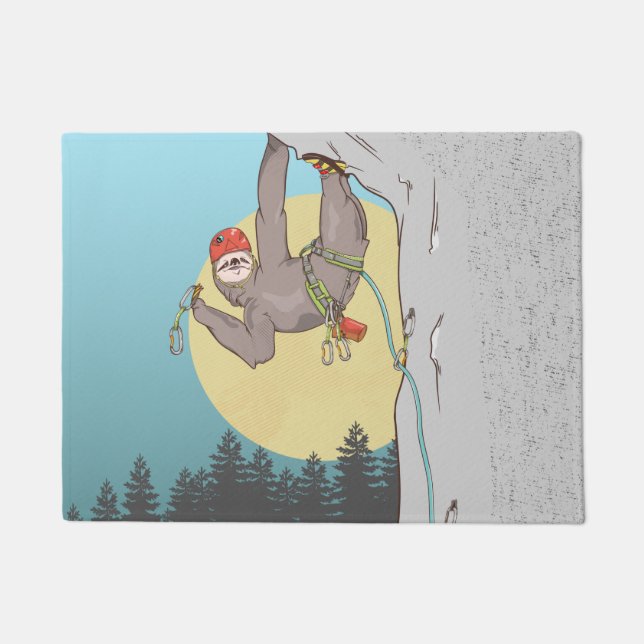 Cute cartoon sloth rock climbing doormat (Front)