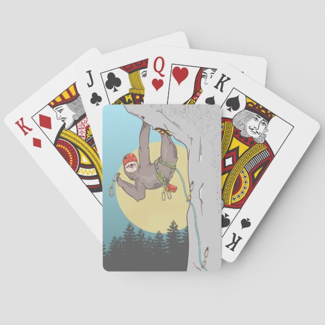 Cute cartoon sloth rock climbing poker cards (Back)