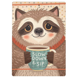 Cute Cartoon sloth with exaggerated sleepy eyes Clipboard