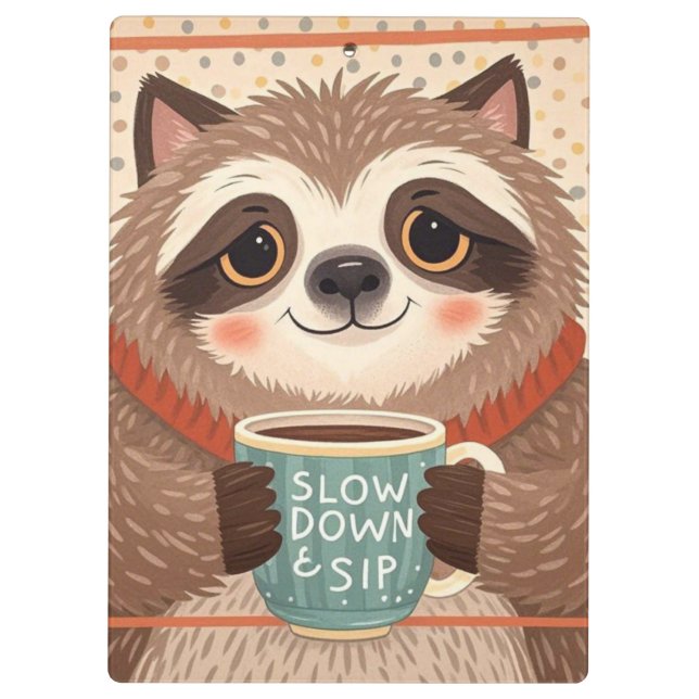Cute Cartoon sloth with exaggerated sleepy eyes  Clipboard (Back)