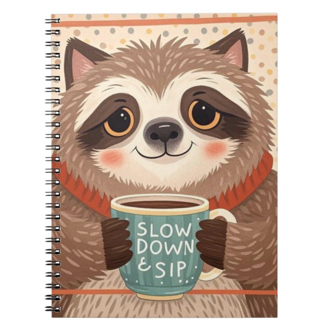Cute Cartoon sloth with exaggerated sleepy eyes  Notebook (Front)