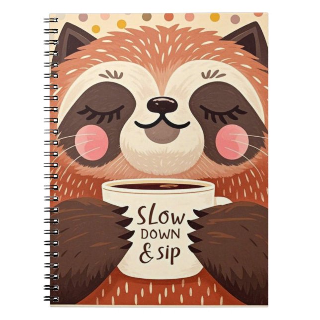 Cute Cartoon sloth with exaggerated sleepy eyes  Notebook (Front)