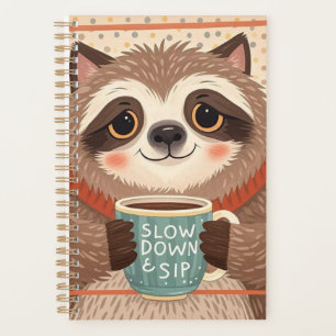 Cute Cartoon sloth with exaggerated sleepy eyes Planner