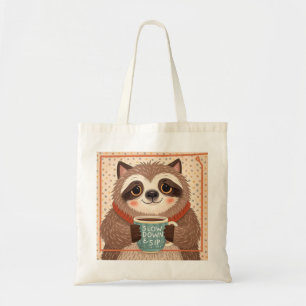 Cute Cartoon sloth with exaggerated sleepy eyes Tote Bag