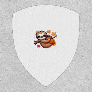 Cute Cartoon Sloth with Pumpkin - Autumn Season Ov Patch