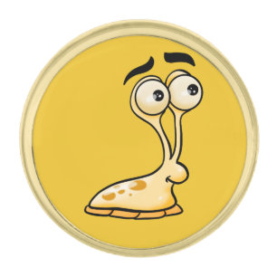Cute cartoon slug gold finish lapel pin