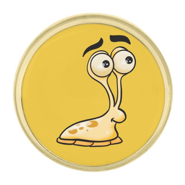 Cute cartoon slug gold finish lapel pin (Front)