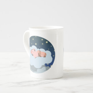 Cute Cartoon Slumbering Piglets Bone China Mug