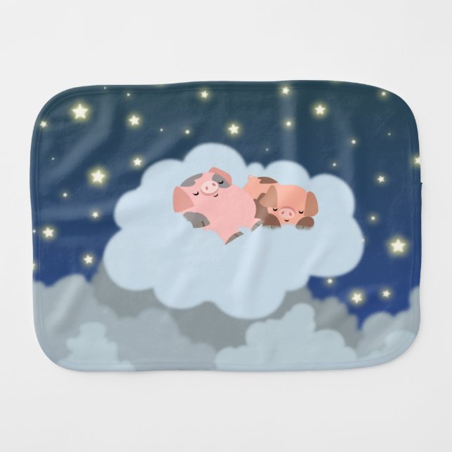 Cute Cartoon Slumbering Piglets Burp Cloth