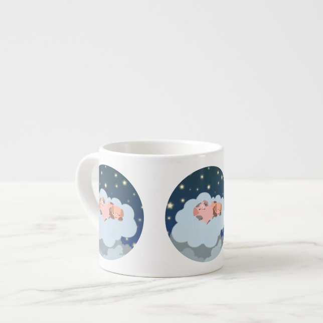 Cute Cartoon Slumbering Piglets Espresso Mug (Front Left)