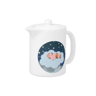 Cute Cartoon Slumbering Piglets Teapot