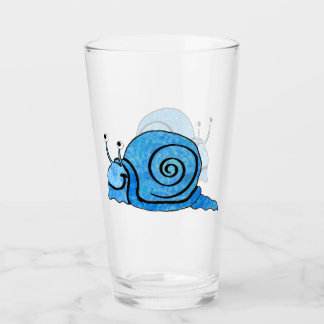 Cute Cartoon Smiling Blue Patterned Snail Glass