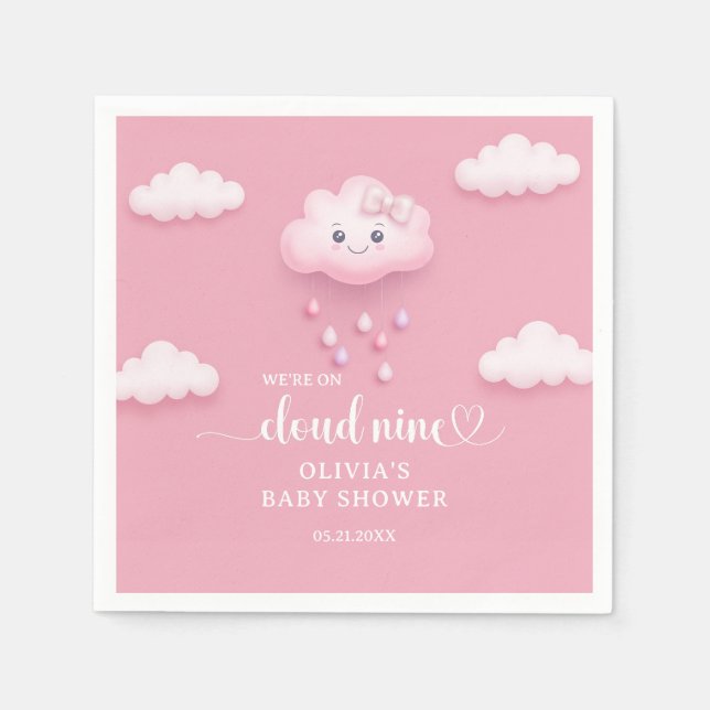 Cute cartoon smiling cloud nine baby shower napkins (Front)