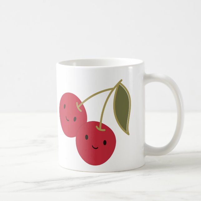 Cute Cartoon Smiling Kawaii Cherries Coffee Mug (Right)