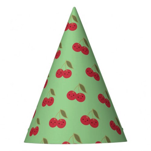 Cute Cartoon Smiling Kawaii Cherries Party Hat