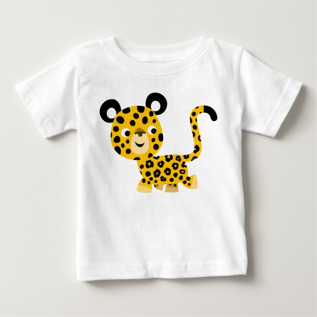 Cute Cartoon Smiling Leopard Baby T-Shirt (Front)