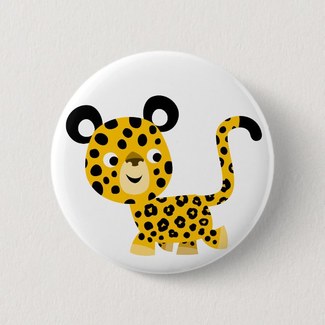 Cute Cartoon Smiling Leopard Button Badge (Front)