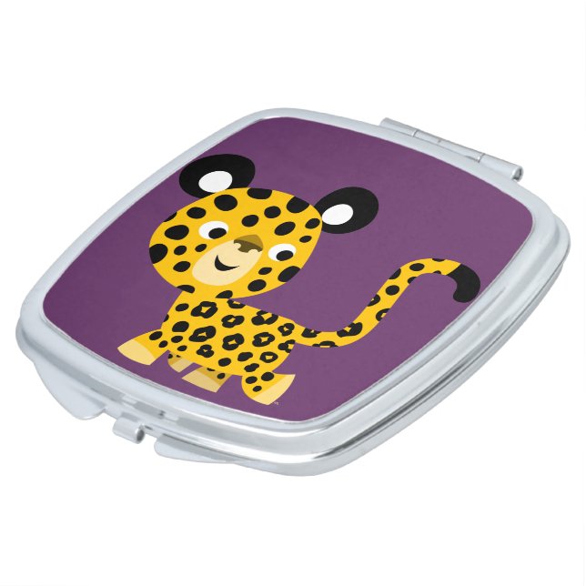 Cute Cartoon Smiling Leopard Compact Mirror (Turned)