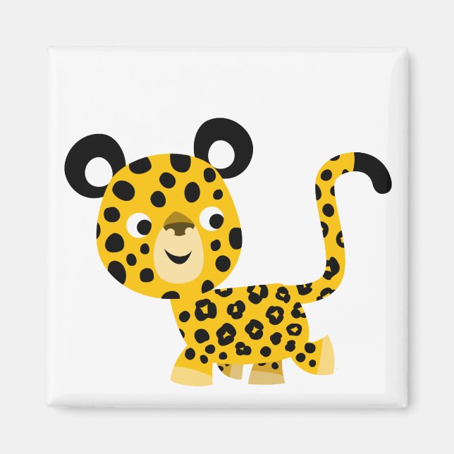 Cute Cartoon Smiling Leopard Magnet (Front)