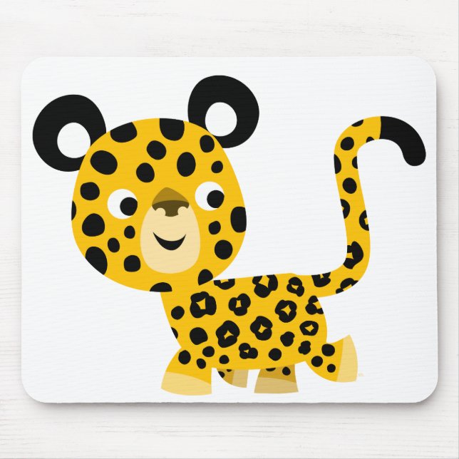 Cute Cartoon Smiling Leopard Mousepad (Front)
