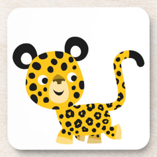Cute Cartoon Smiling Leopard Set of Coasters