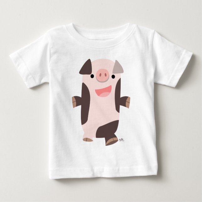Cute Cartoon Smiling Pig Baby T-shirt (Front)