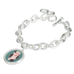 Cute Cartoon Smiling Pig Charm Bracelet