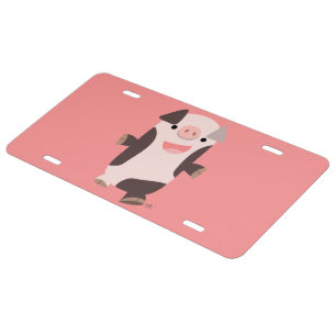 Cute Cartoon Smiling Pig License Plate Cover