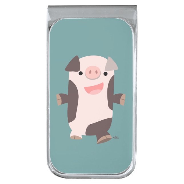 Cute Cartoon Smiling Pig Money Clip (Front Vertical)