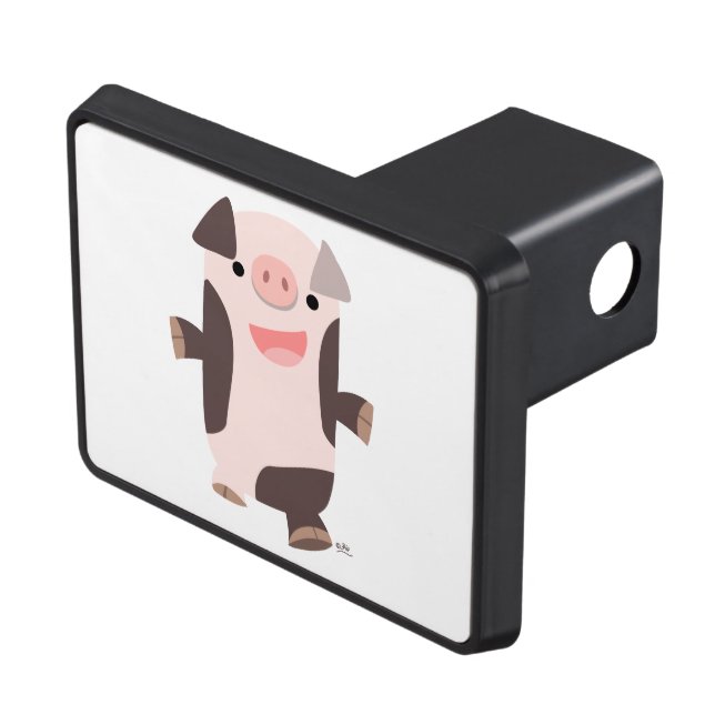 Cute Cartoon Smiling Pig Trailer Hitch Cover (Top Right)