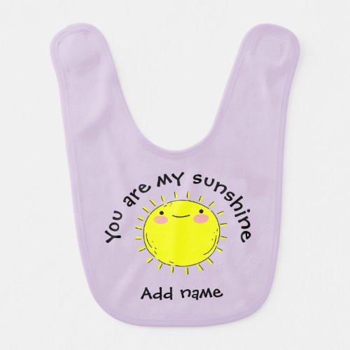 Cute Cartoon Smiling Sun You Are My Sunshine Baby Bib