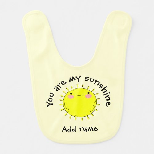 Cute Cartoon Smiling Sun You Are My Sunshine Baby Bib