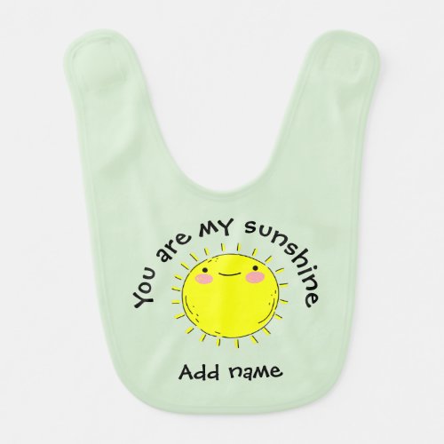 Cute Cartoon Smiling Sun You Are My Sunshine Baby Bib
