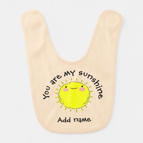 Cute Cartoon Smiling Sun You Are My Sunshine Baby Bib
