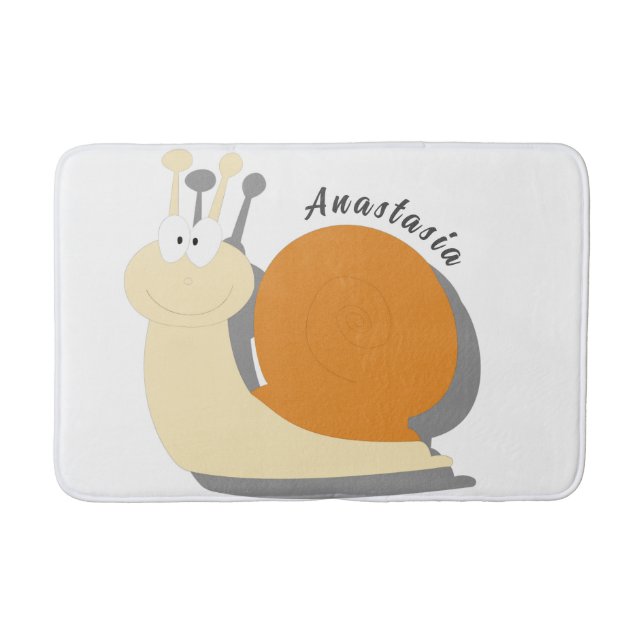 Cute Cartoon Snail Personalized Bath Mat – Custom  (Front)