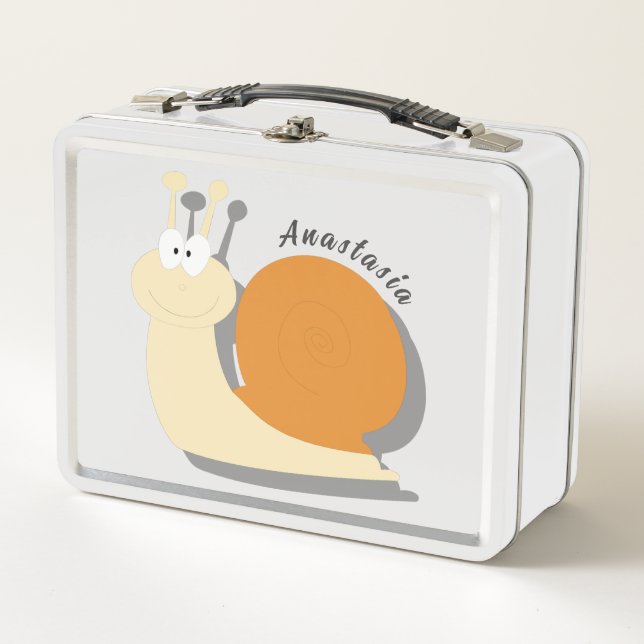 Cute Cartoon Snail Personalized Metal Lunch Box  (Front)