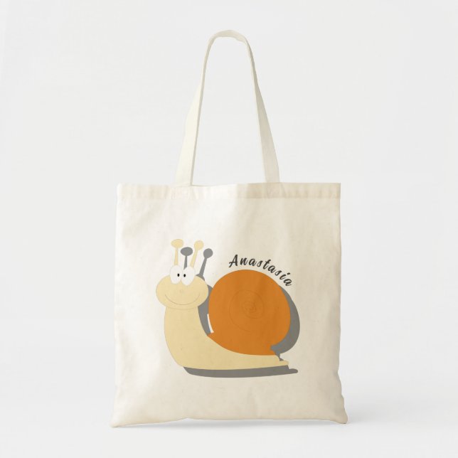Cute Cartoon Snail Personalized Tote Bag – Fun (Front)