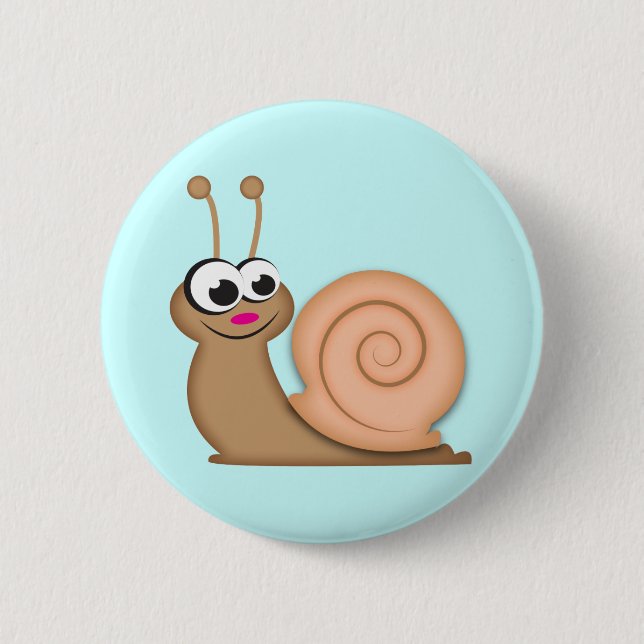 Cute Cartoon Snail Pinback Button (Front)