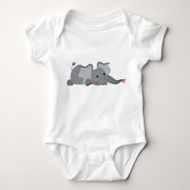 Cute Cartoon Sneaky Elephant Baby Baby Bodysuit (Front)