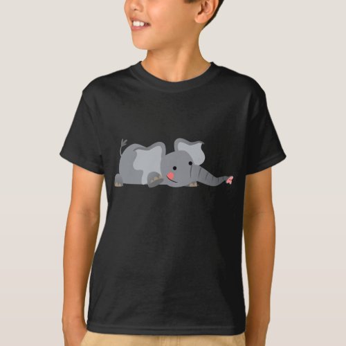 Cute Cartoon Sneaky Elephant Children T_Shirt